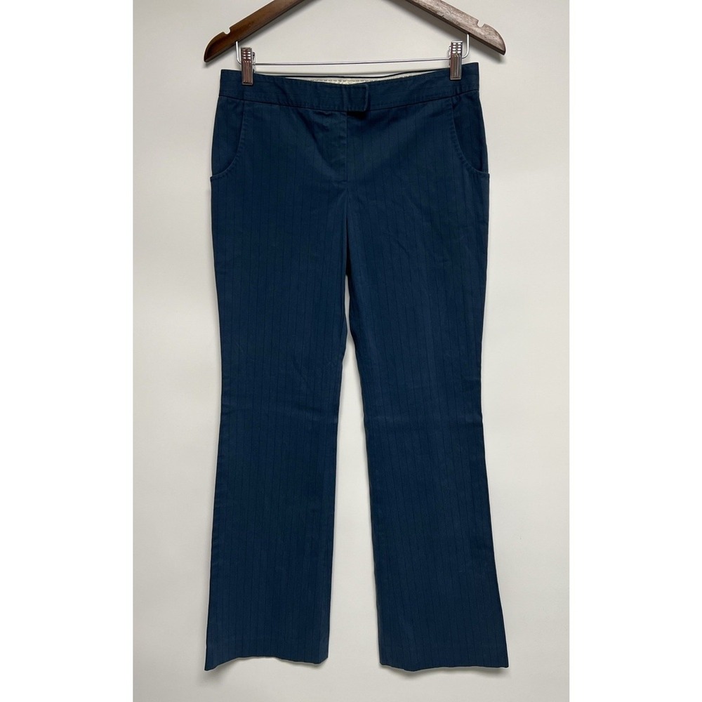 Stella Mccartney Dress Pants‎ Teal Pinstripe Sz 40 Flared Preppy Career Stretch